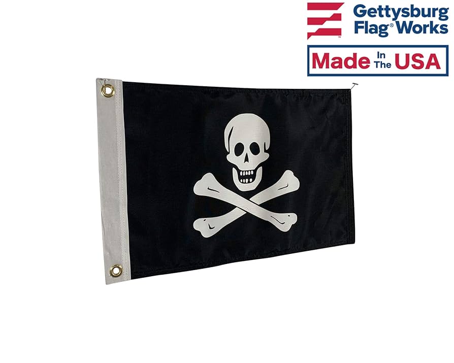 No.1148 ☆横振り刺繍パッチ☆ JOLLY ROGERS PIRATE LOGO PATCH Skull Crossbones JOLLY ROGER SKELETON